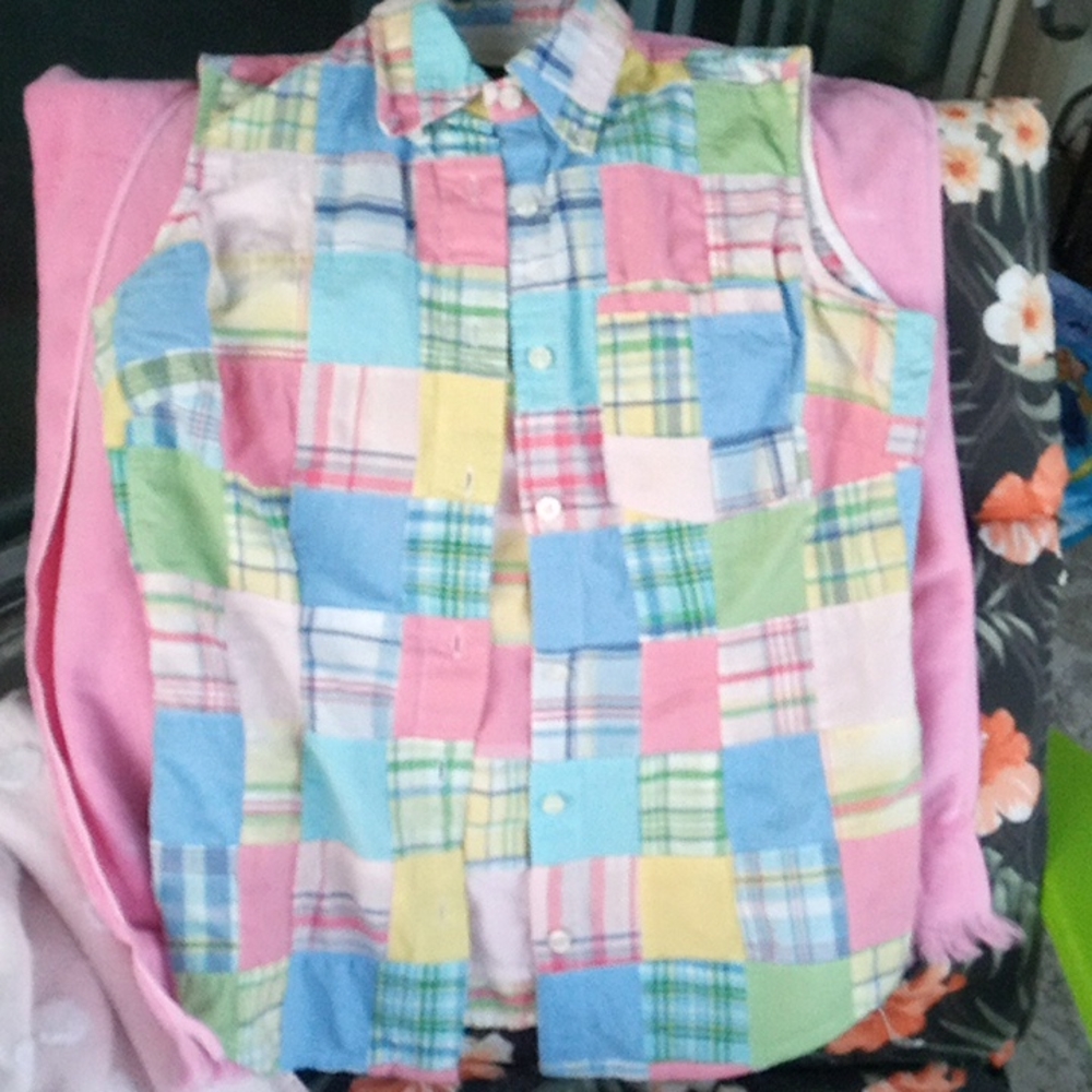 Ladies Madras sleeveless Brooks Brothers 346  Sleeveless Blouse size 2
